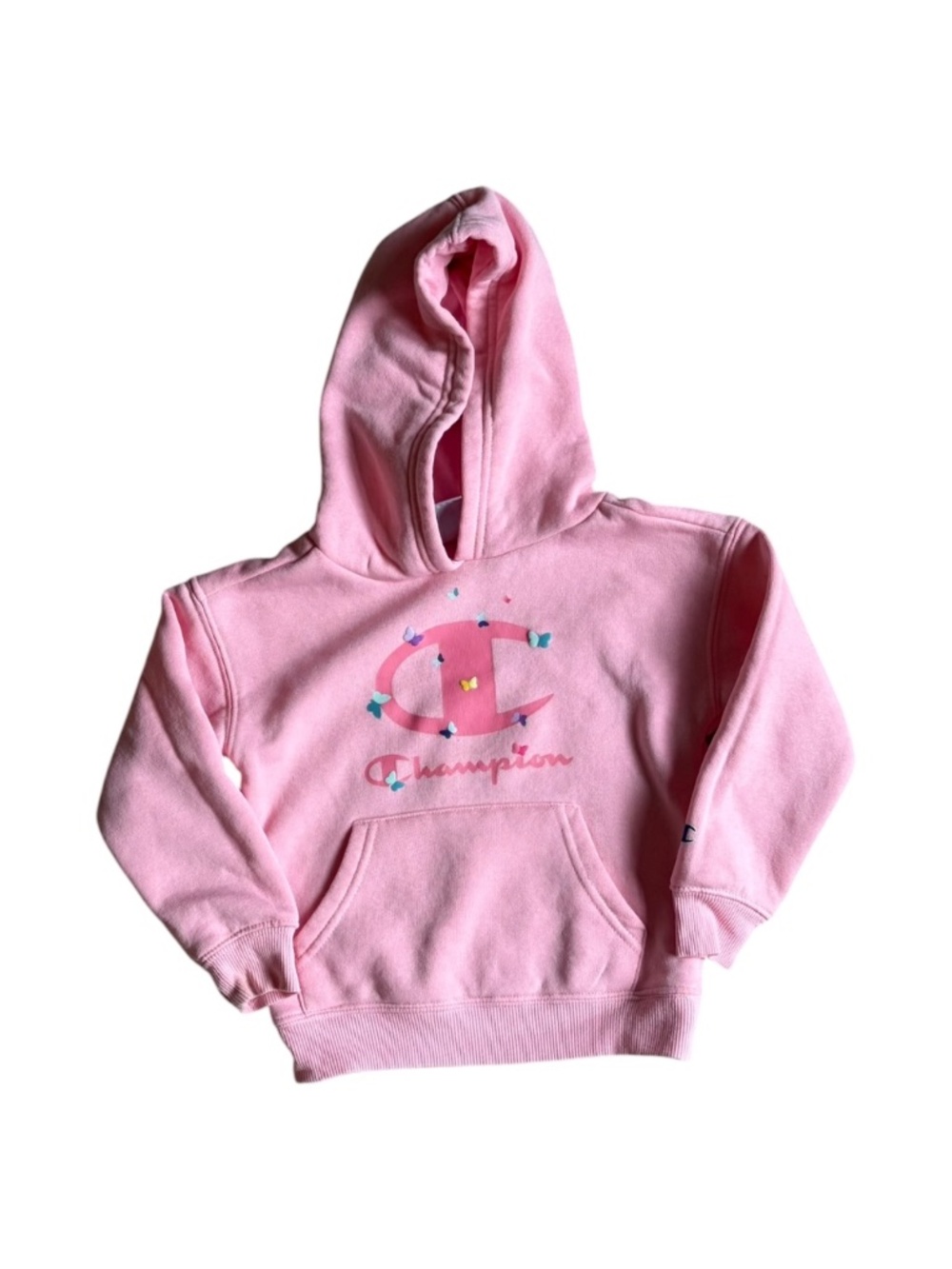 Champion Girls 3T Pink Butterfly Logo Pullover Hoodie Sweatshirt